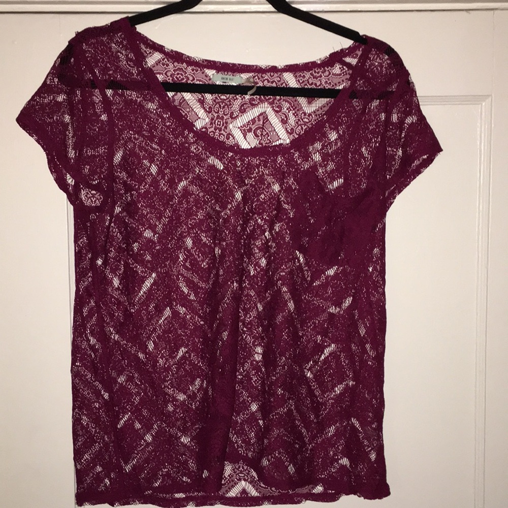 Maroon Lace Top